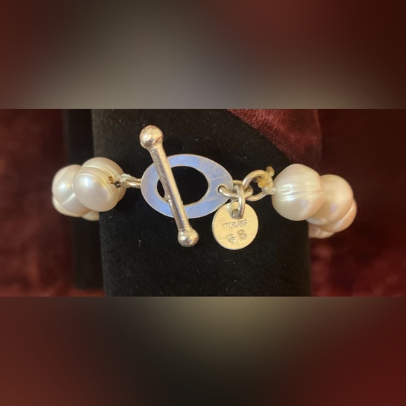 Handmade Boujie Cowgirl Pearl & Sterling Silver Bracelet. Made in USA.